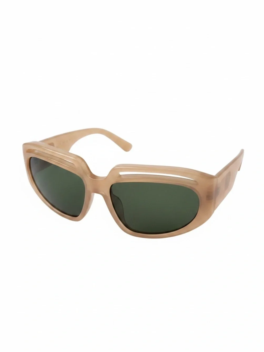 Palm Angels Beige Frame Sunglasses with Green Lenses over $350